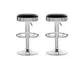Set of 2 PU Leather Backless Bar Stools - Black
